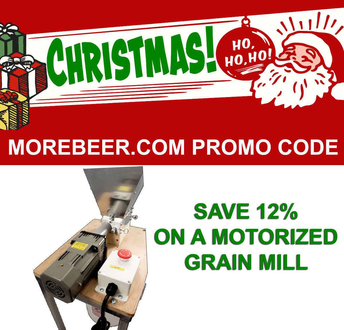  Home Brewer Promo Code for Save 12% On A Motorized Malt Mill at More Beer! Coupon Code