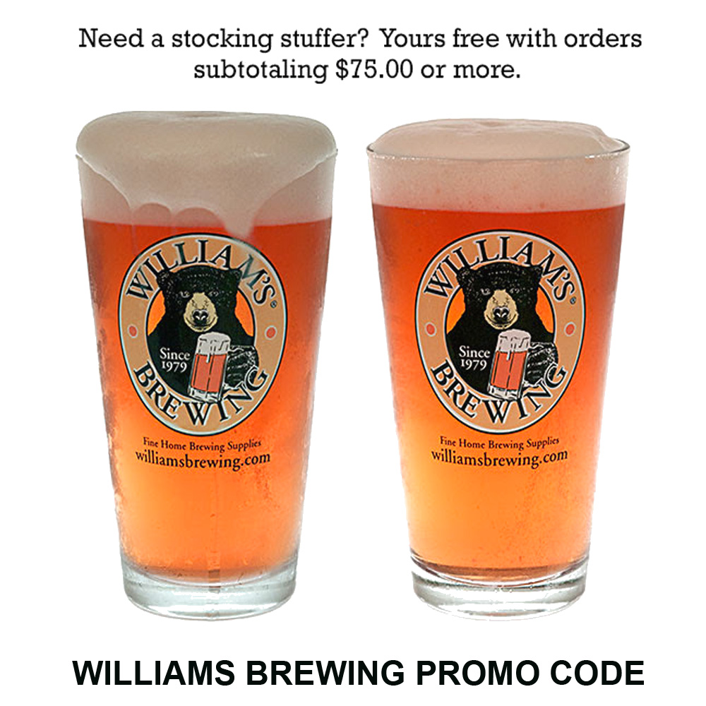  Coupon Code For Spend $75 At William's Brewing and Get 2 FREE Pint Glasses Coupon Code