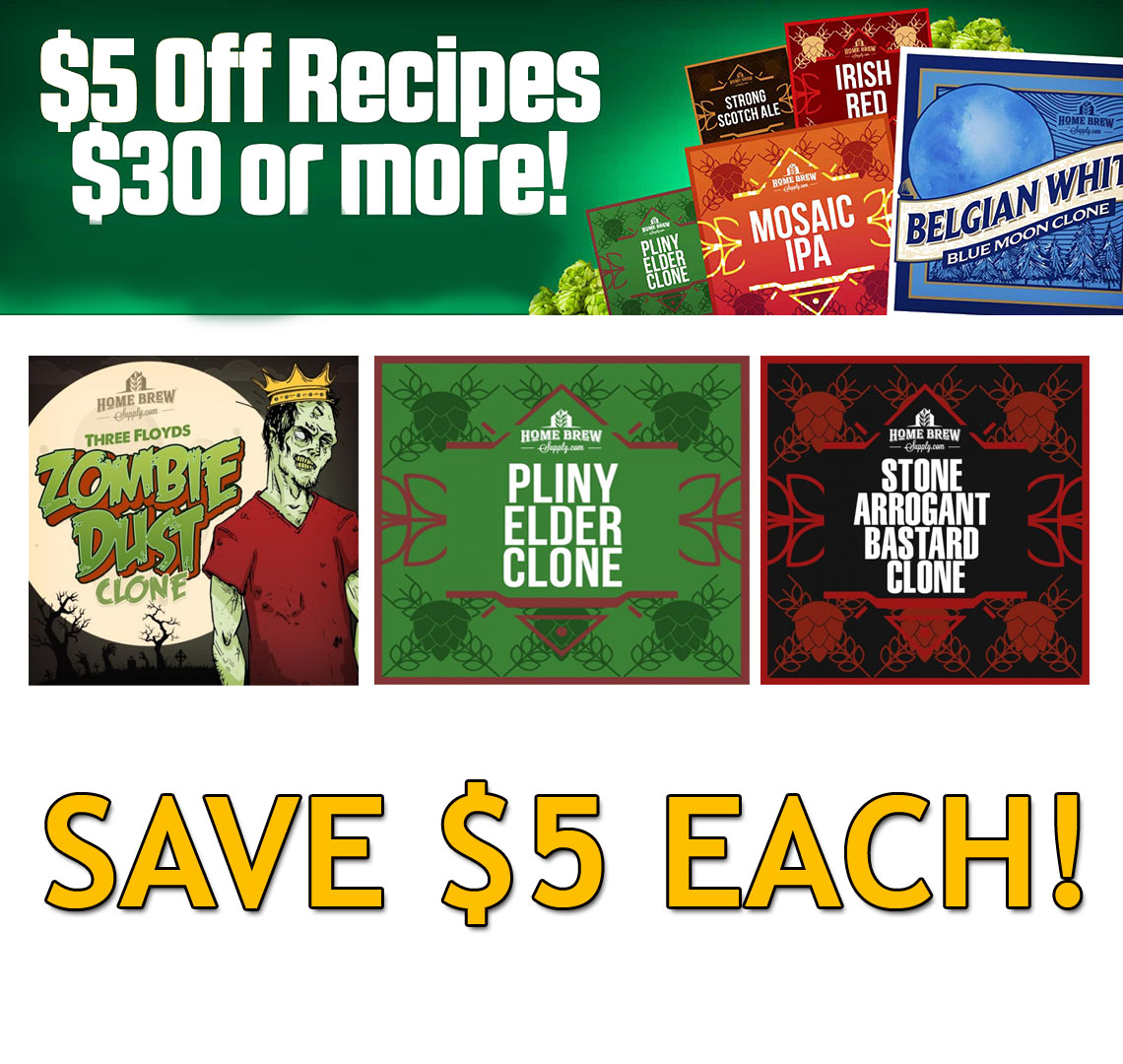  Coupon Code For $5 Off Any Home Brewering Beer Recipe Kit That Cost $30 or More Coupon Code