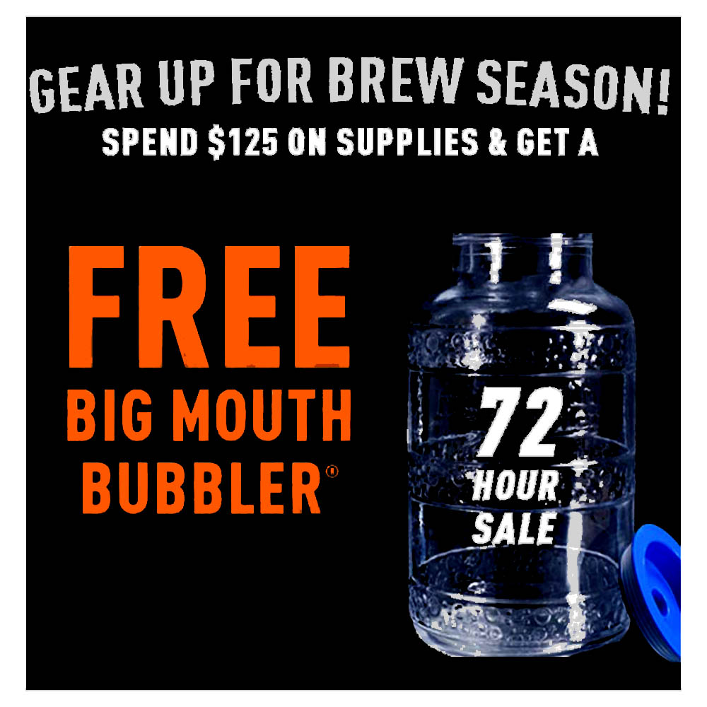  Coupon Code For GET A FREE BIG MOUTH BUBBLER CARBOY WITH A PURCHASE OVER $125 Coupon Code