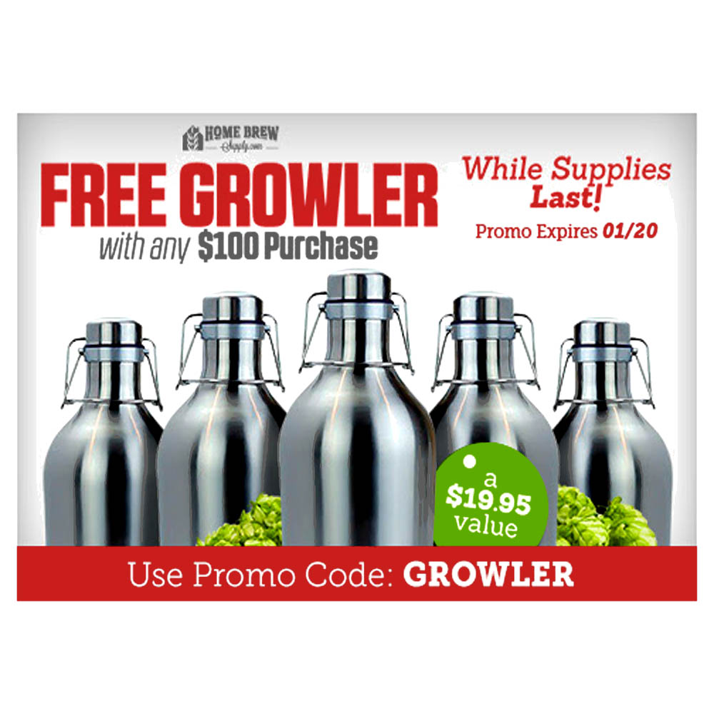  Coupon Code For Get A Free Stainless Steel Growler With Any $100+ Purchase Coupon Code