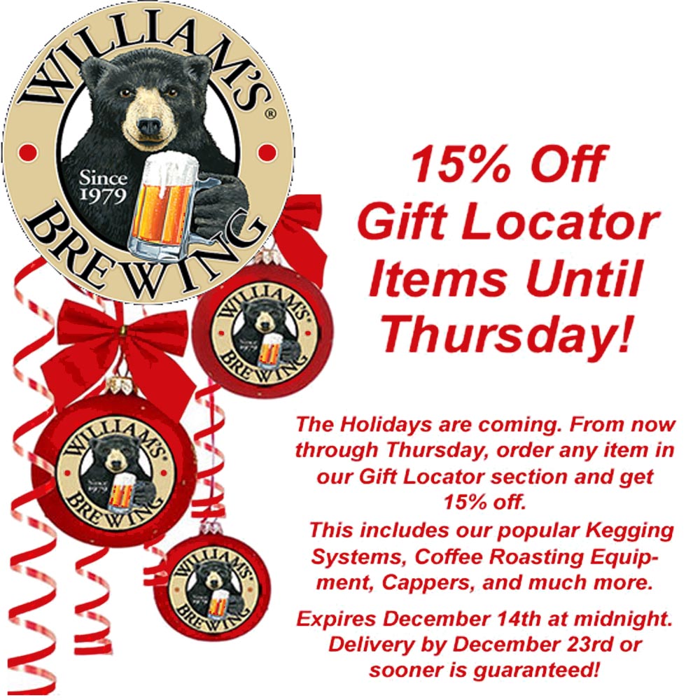  Coupon Code For Save 15% On Home Brewing Gifts at Williams Brewing Coupon Code